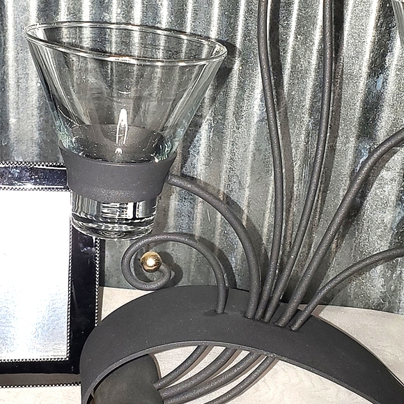 Vintage Black Metal Art Candle Holder & Black Enameled Frame - Picture 10 of 16